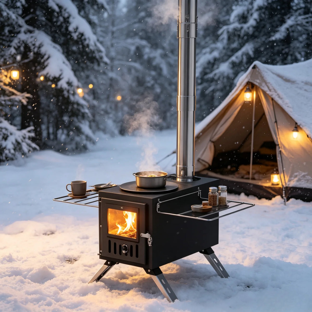 Stainless Steel Portable Wood Burning Stove For Outdoor Camping Cooking
