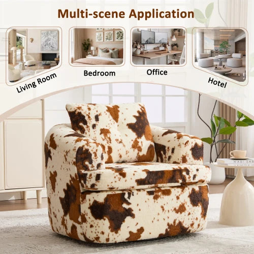 360 Degree Swivel Round Accent Chair With Dual Layer Cushion
