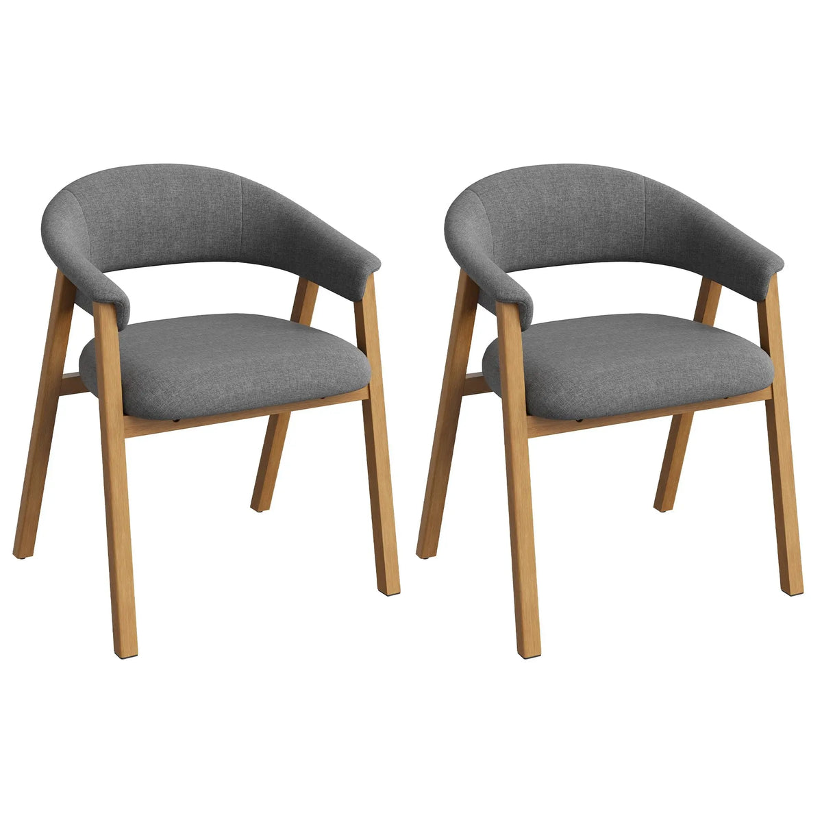 HiMISS Modern Barrel Dining Chairs With Arms Linen Upholstered