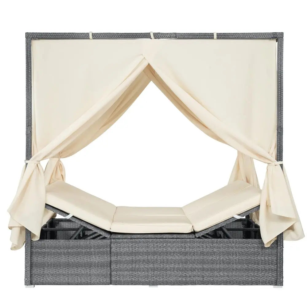 Outdoor Aluminum Chaise Lounges With Wheels Set of 2