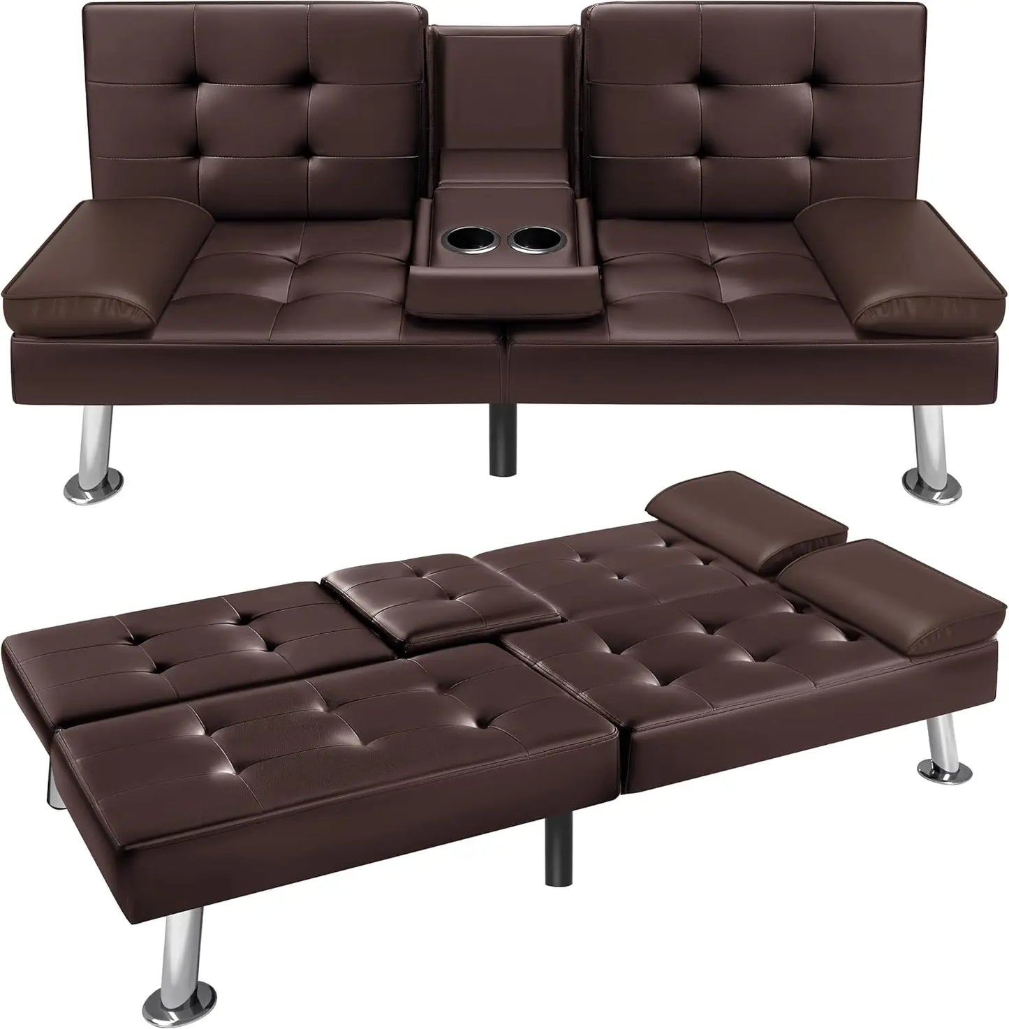 VICTONE Futon Sofa Bed Modern Faux Leather Convertible Folding