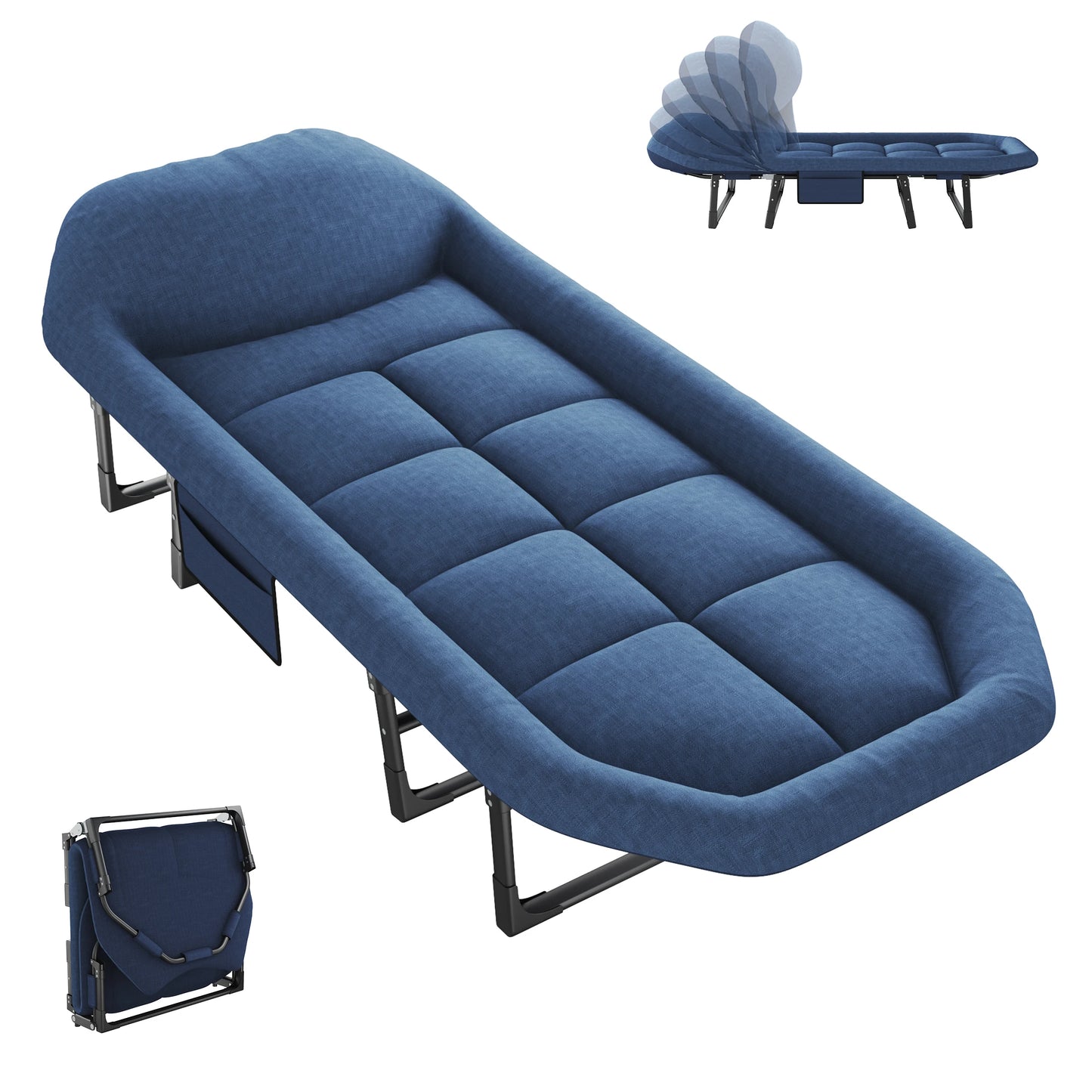 JHK Adjustable Folding Camping Bed With Mattress For Outdoor Use