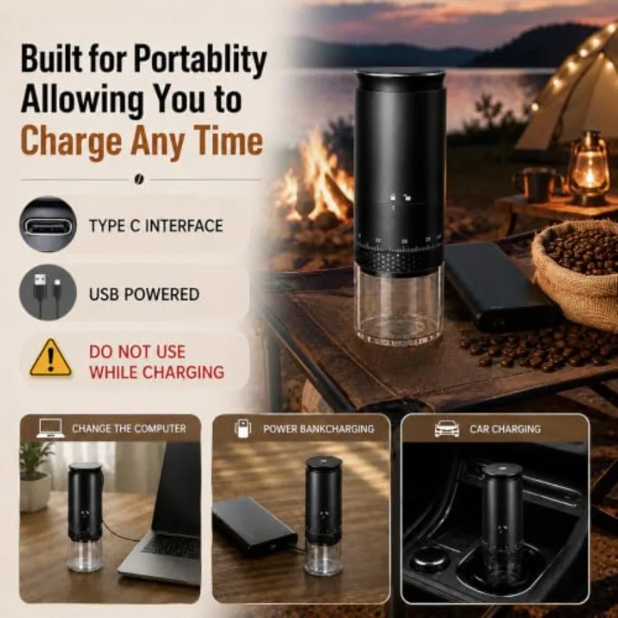 Abay Portable Electric Coffee Grinder With 38 Grind Settings