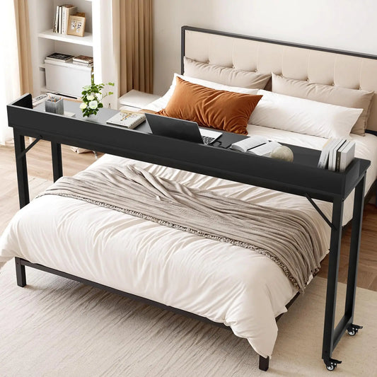Heavy Duty Overbed Table With Wheels For Bedroom Or Office Use