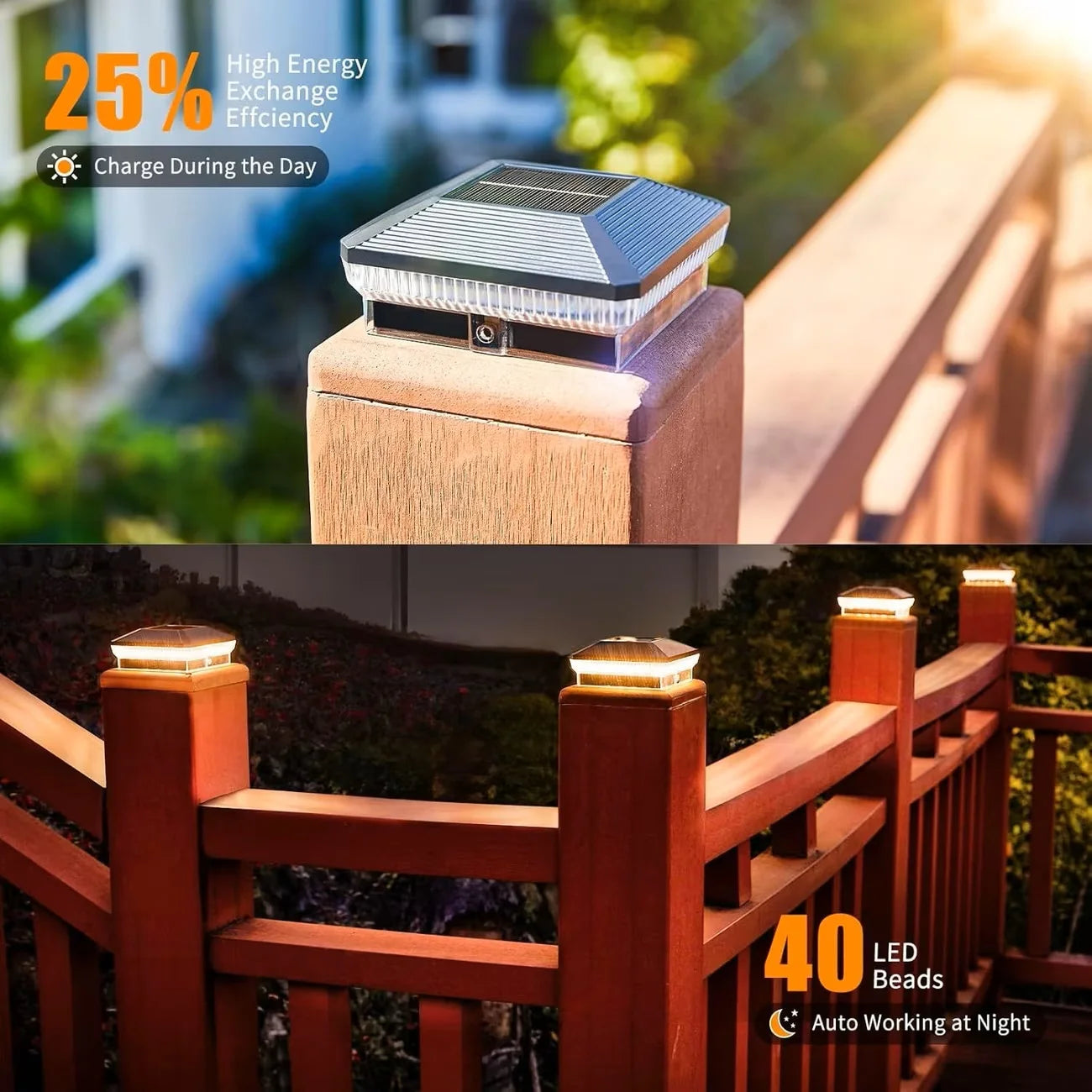 Solar Post Lights Outdoor Automatic Motion Sensor Garden Fence