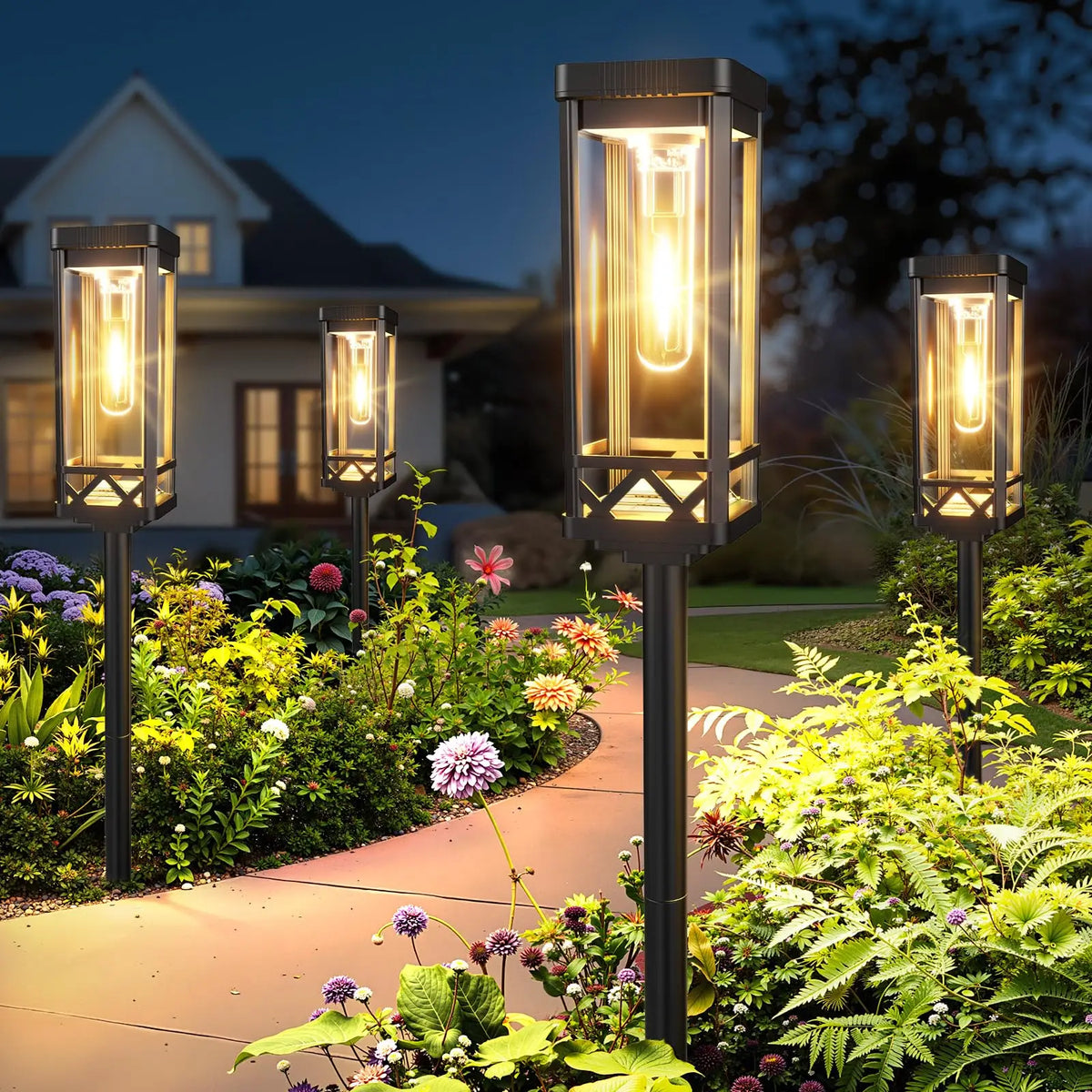 Solar Pathway Lights Waterproof LED Outdoor Walkway Lighting