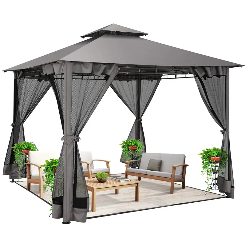 Tooluck Gazebo With Heavy Duty Double Roof Steel Frame For Patio