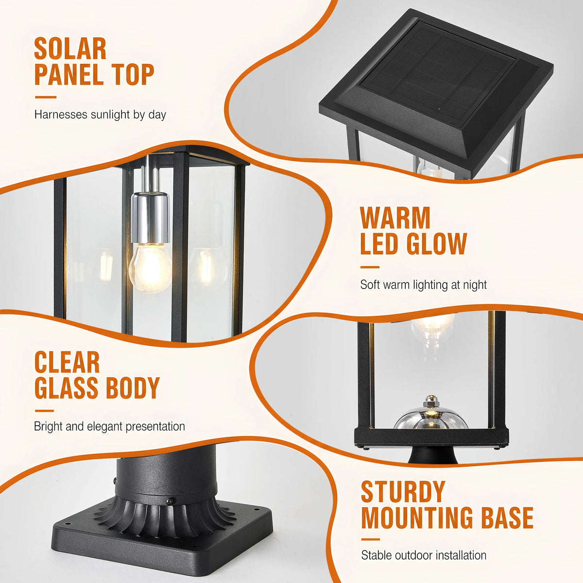 ARLGSITE Solar LED Post Light With Automatic Dusk To Dawn
