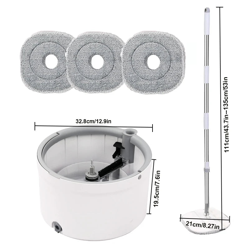 Round Flat Mop Bucket Set With Self Wringing Spin Mop