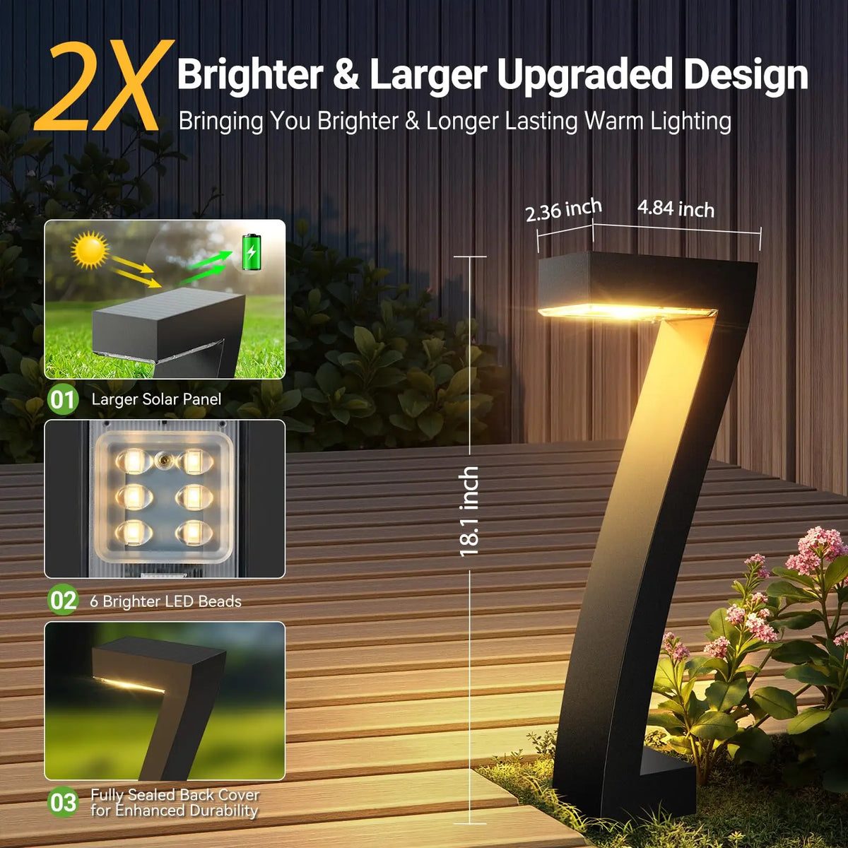 Bright Led Solar Pathway Lights Outdoor Waterproof Garden Decor