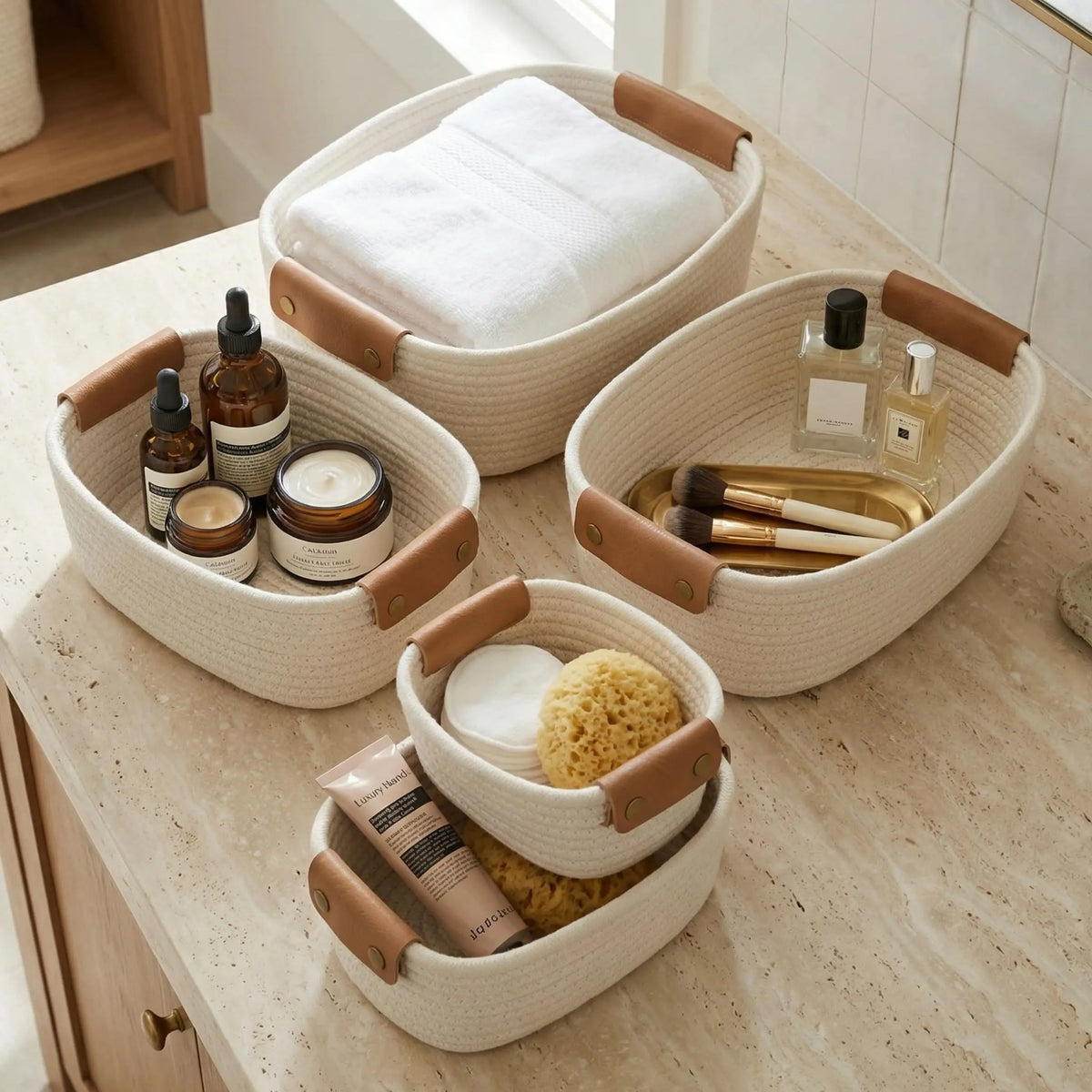 Reusable Wooden Storage Baskets For Shelves And Home Organization