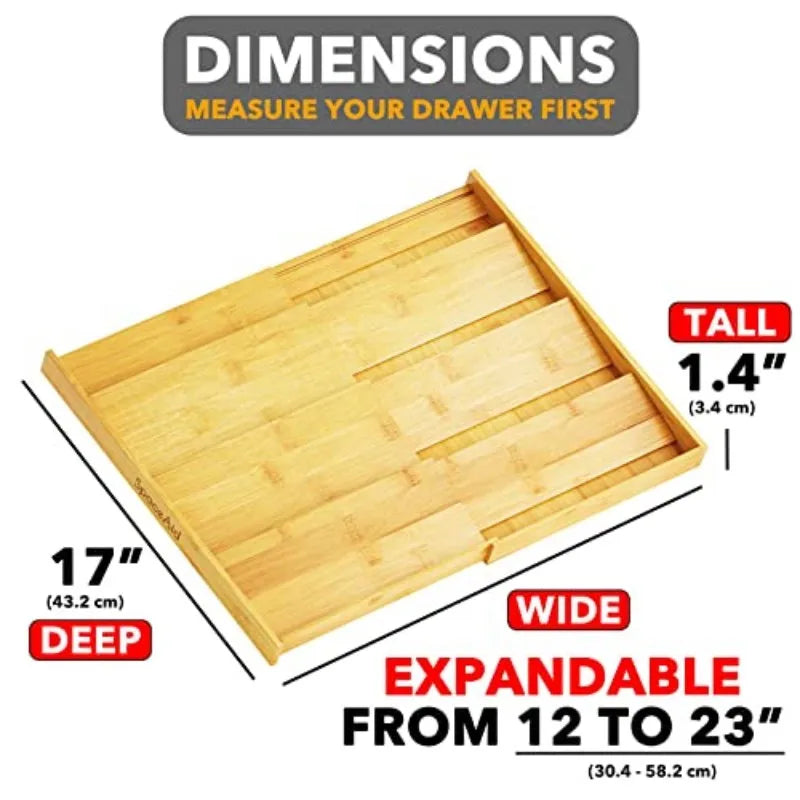 Expandable Bamboo Spice Drawer Organizer Four Tier Kitchen Storage