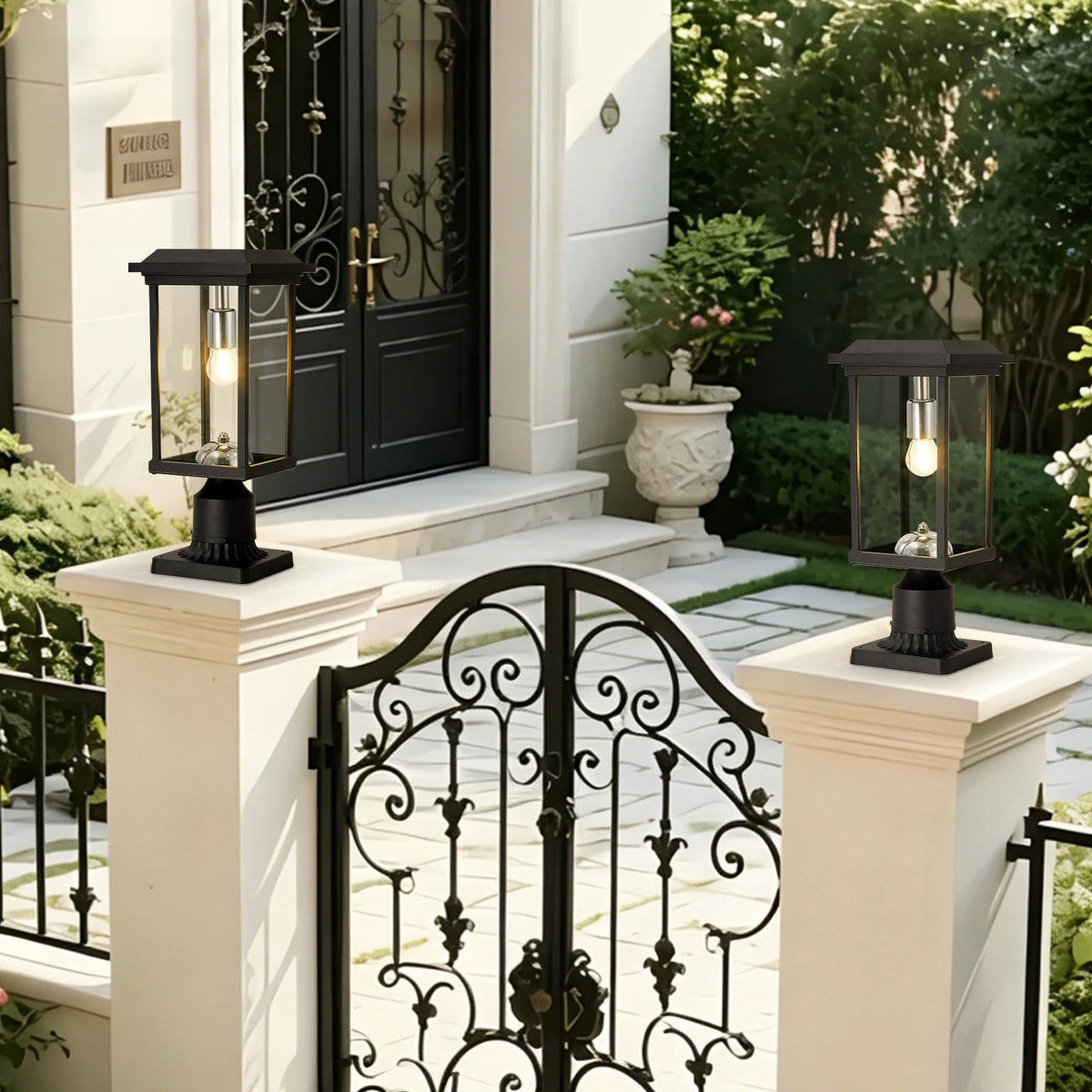 ARLGSITE Solar LED Post Light With Automatic Dusk To Dawn
