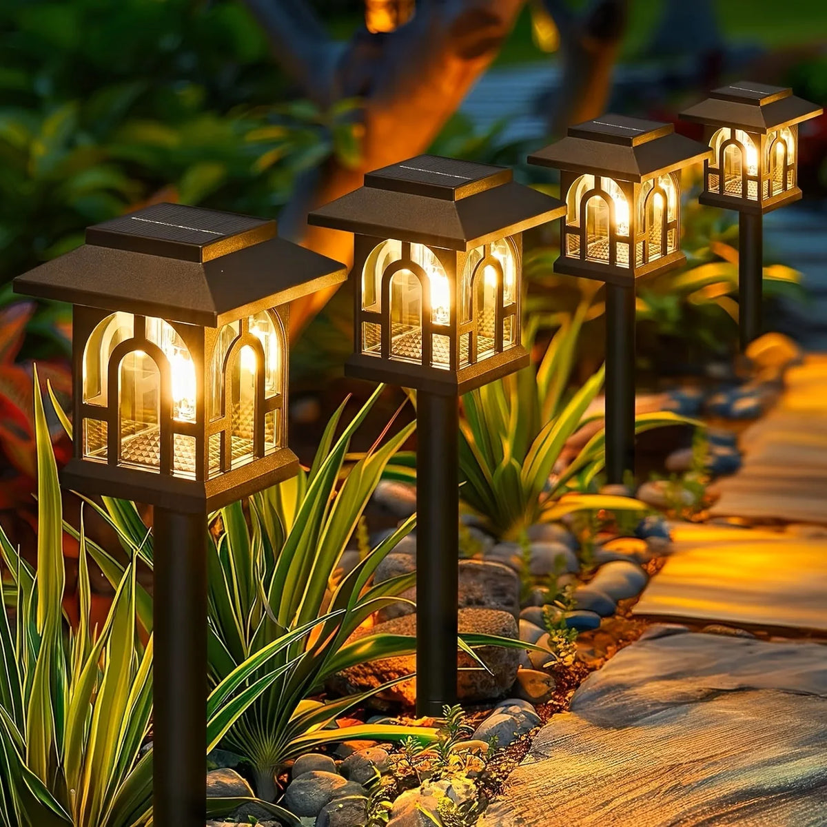 Solar Pathway Lights Outdoor LED Lamp Pack 10 Waterproof Garden Yard