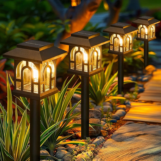 Solar Pathway Lights Outdoor LED Lamp Pack 10 Waterproof Garden Yard