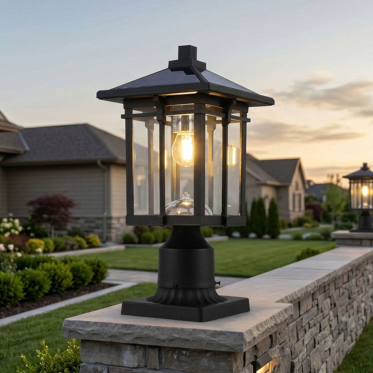 ARLGSITE 16 Inch Solar Post LED Light Dusk to Dawn with Pier Mount