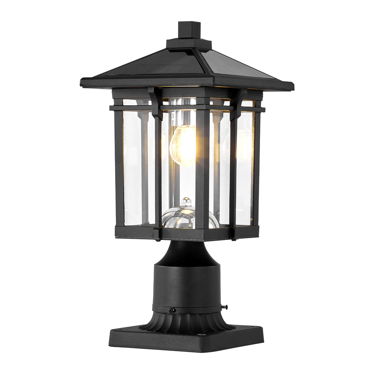 ARLGSITE 16 Inch Solar Post LED Light Dusk to Dawn with Pier Mount