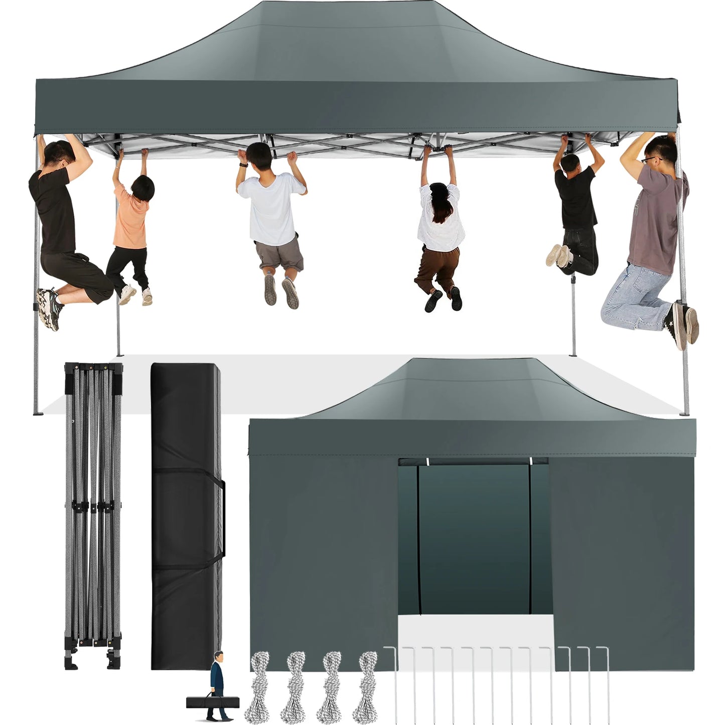 Heavy Duty Canopy Tent With Four Removable Walls Waterproof Shelter