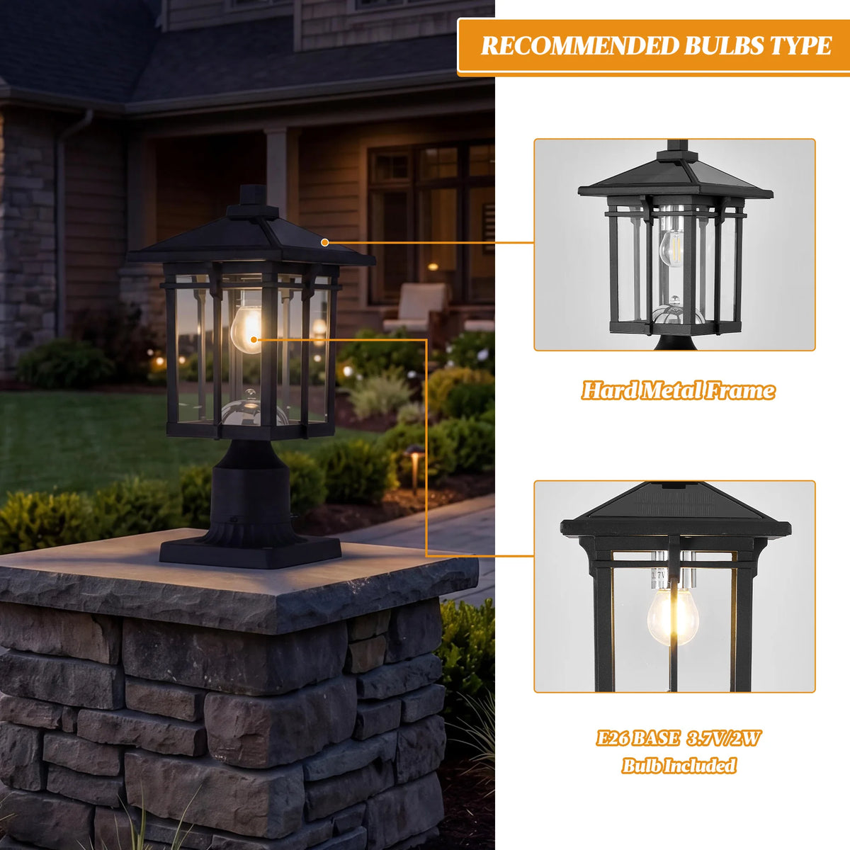 ARLGSITE 16 Inch Solar Post LED Light Dusk to Dawn with Pier Mount