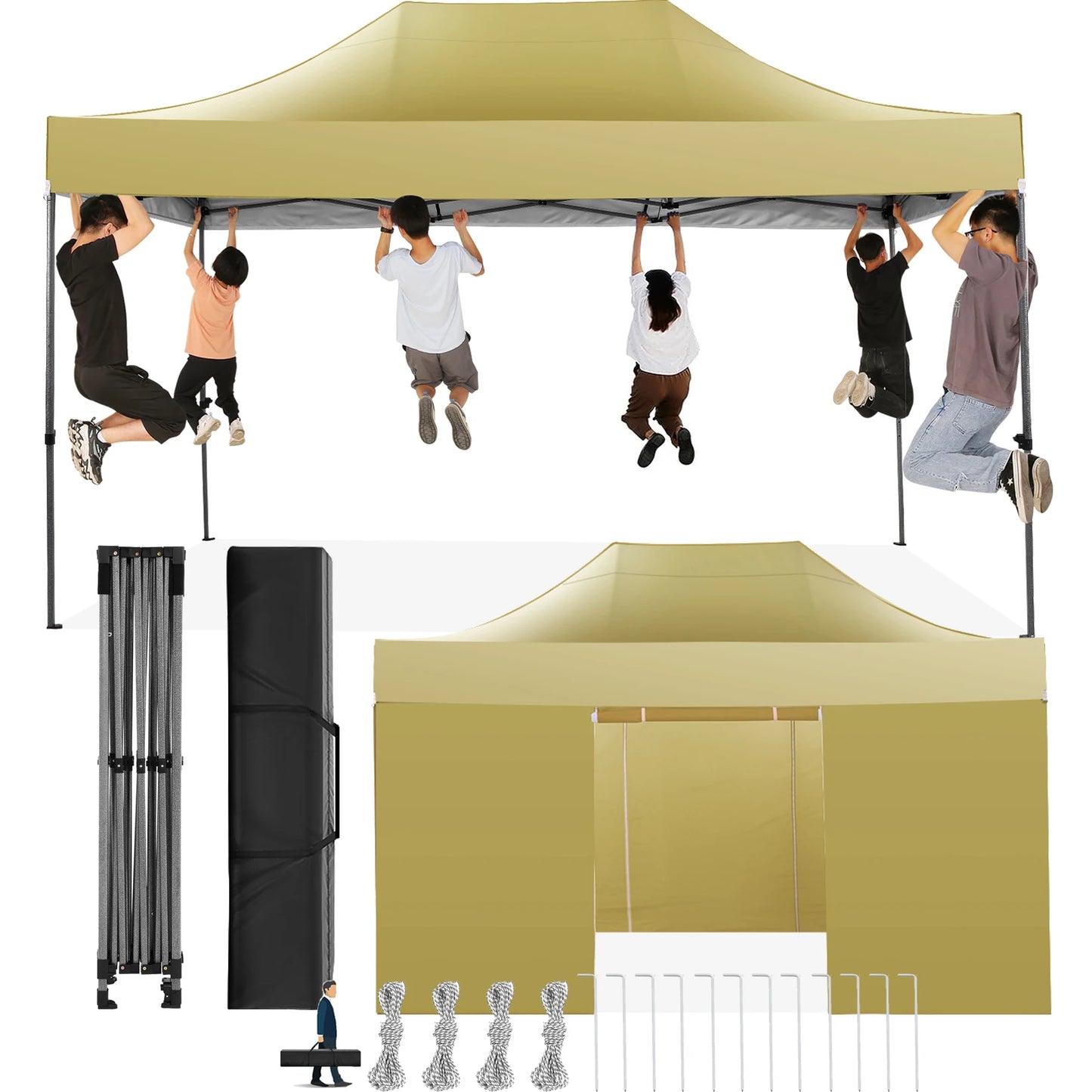 Heavy Duty Canopy Tent With Four Removable Walls Waterproof Shelter