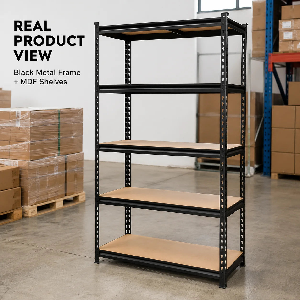 Five Tier Garage Shelving Unit With MDF Shelves Heavy Duty