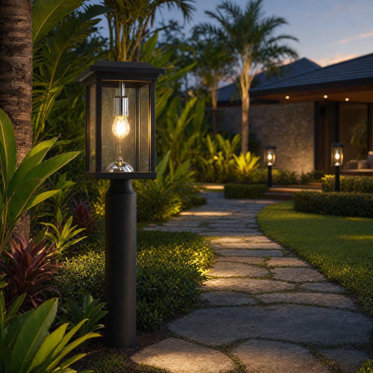 ARLGSITE Solar LED Post Light With Automatic Dusk To Dawn