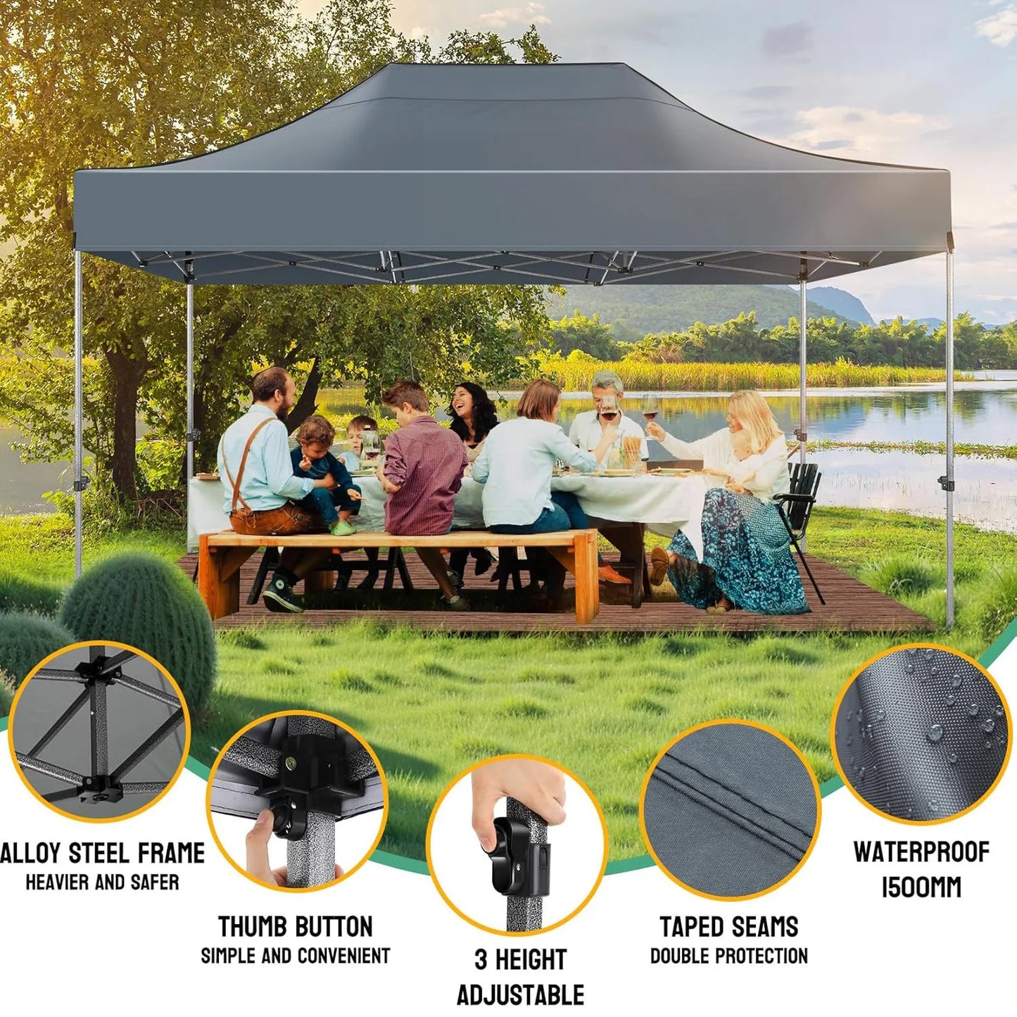 Heavy Duty Canopy Tent With Four Removable Walls Waterproof Shelter
