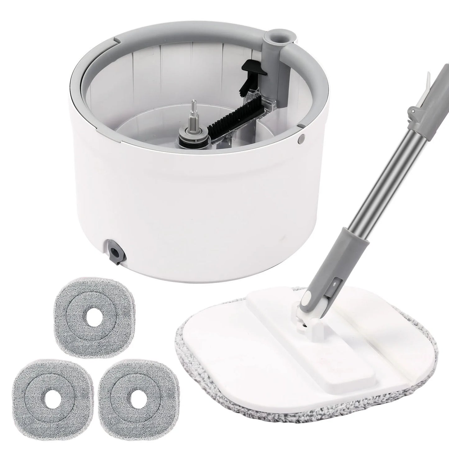 Round Flat Mop Bucket Set With Self Wringing Spin Mop