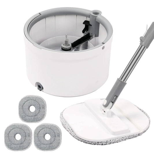 Round Flat Mop Bucket Set With Self Wringing Spin Mop