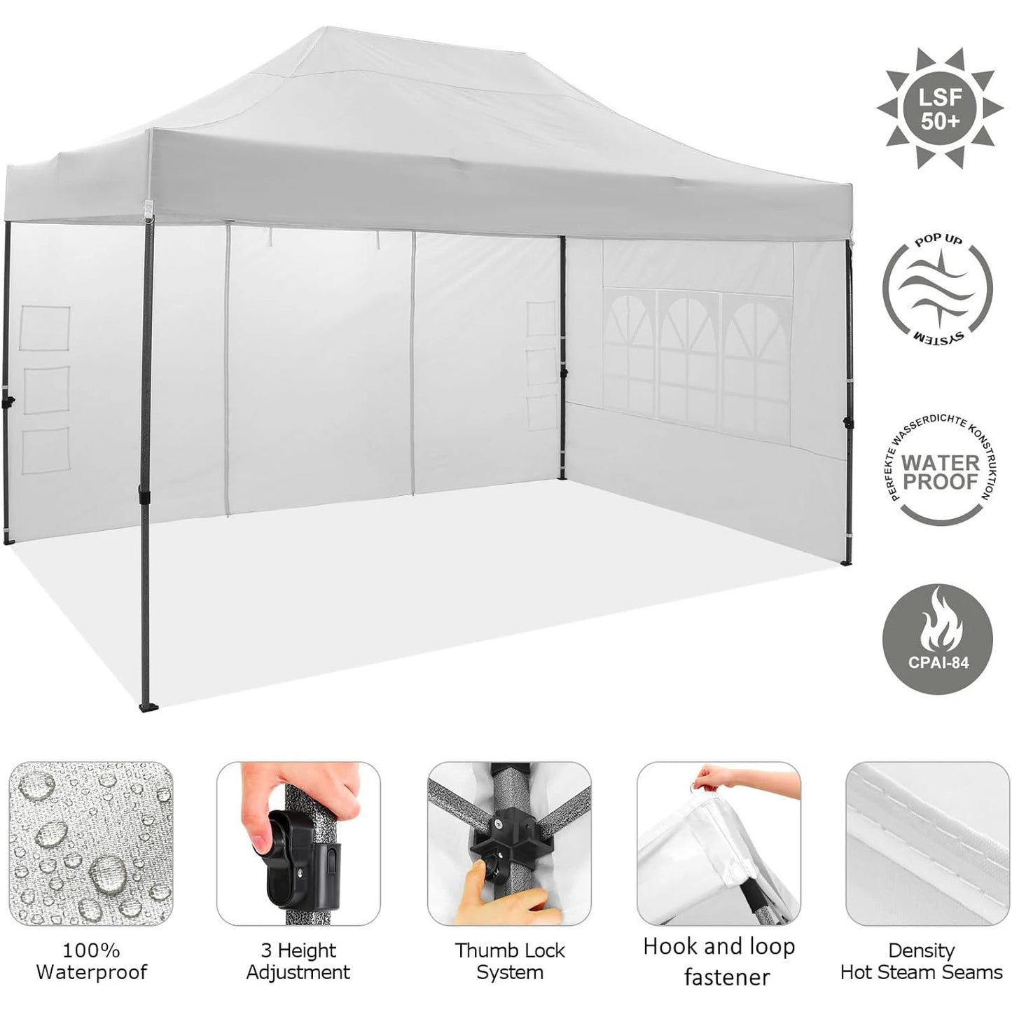 Heavy Duty Canopy Tent With Four Removable Walls Waterproof Shelter