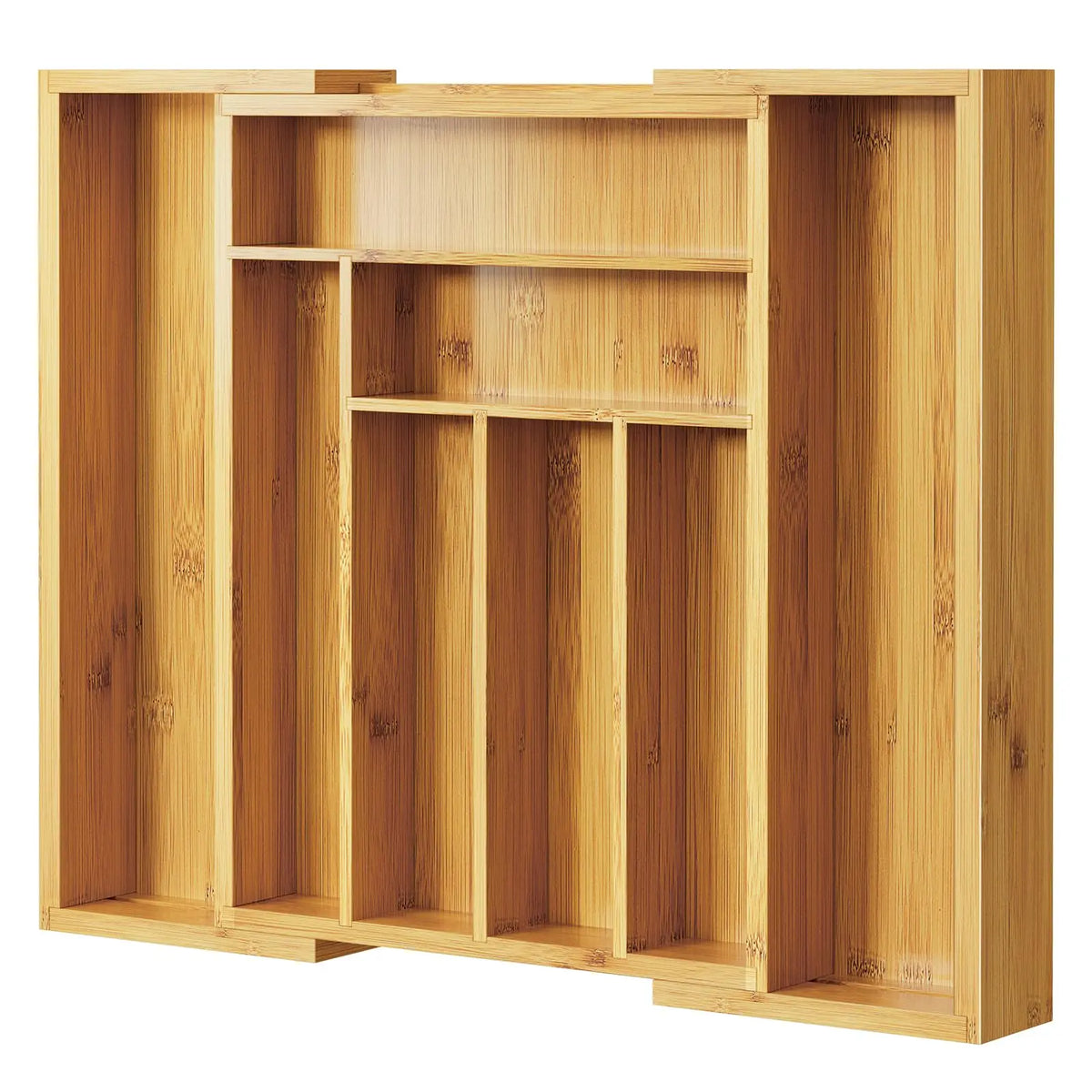 Bamboo Silverware Drawer Organizer Adjustable Cutlery Storage Tray