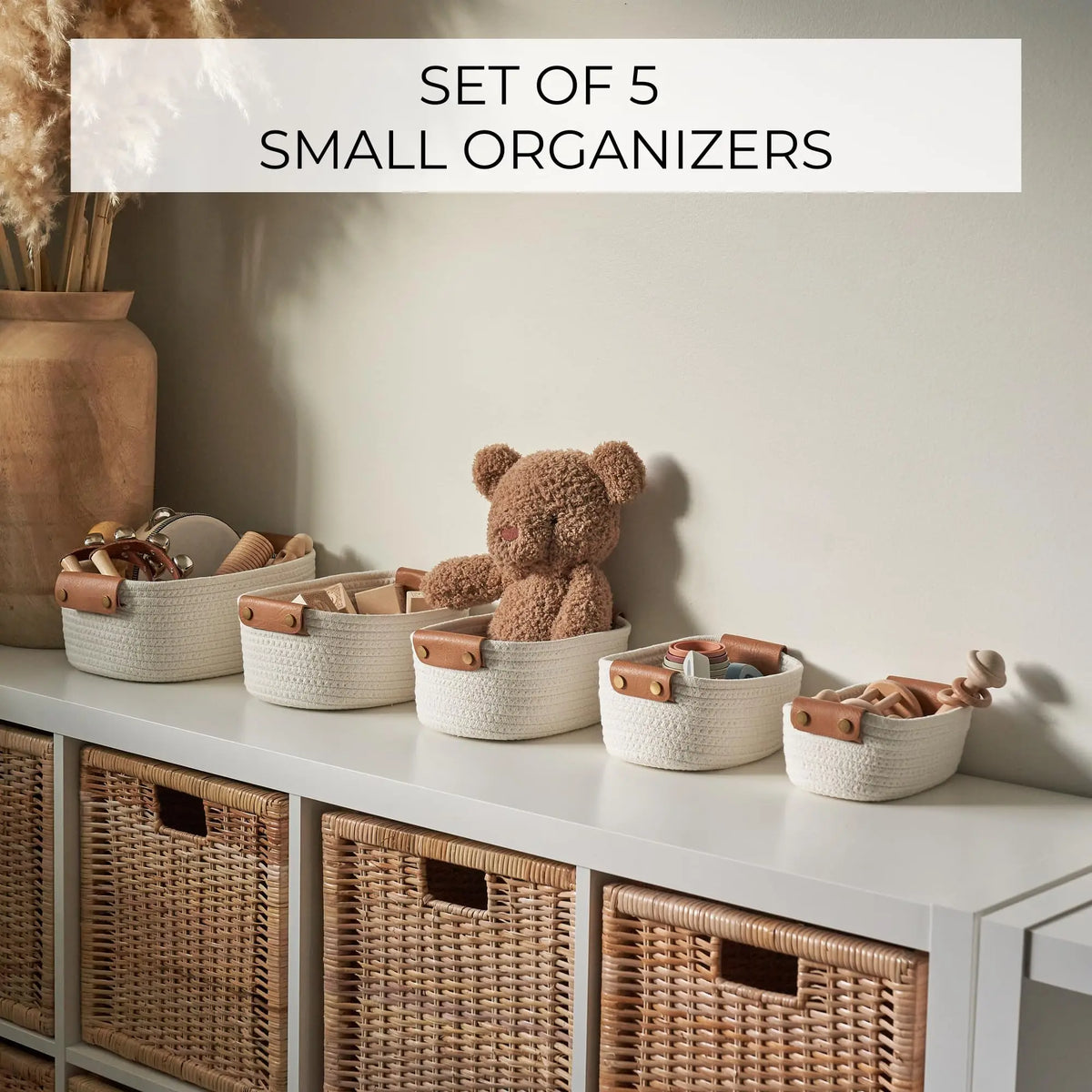 Reusable Wooden Storage Baskets For Shelves And Home Organization