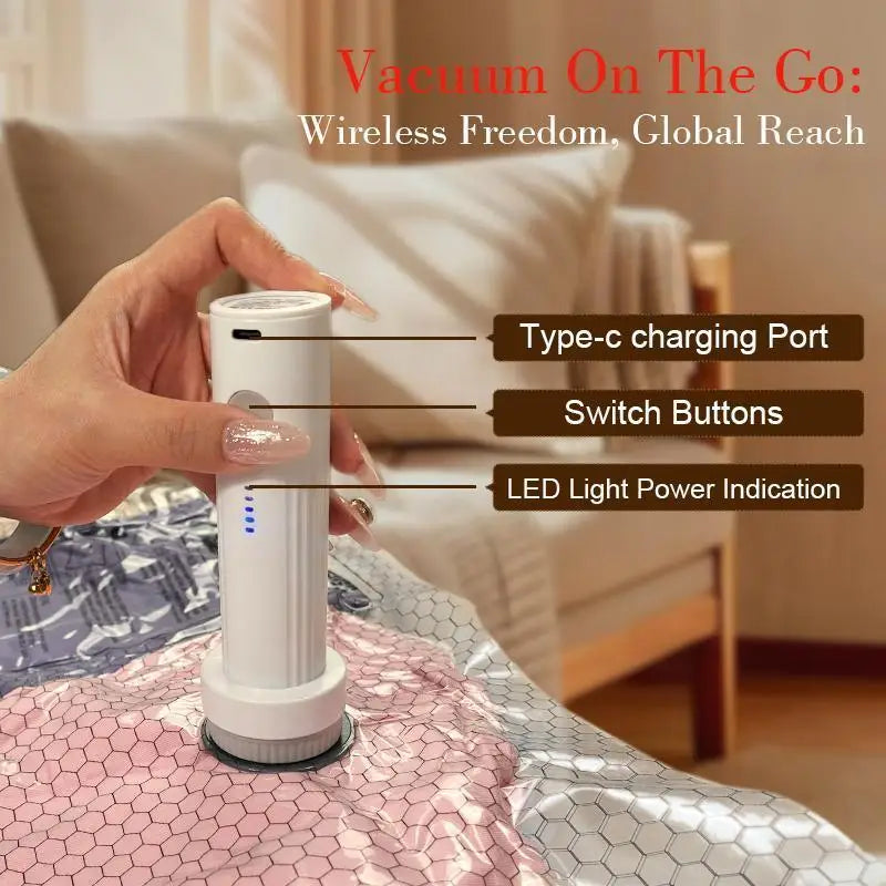 Cordless Travel Vacuum Compression Bag Set 15 Pack Luggage Organizer