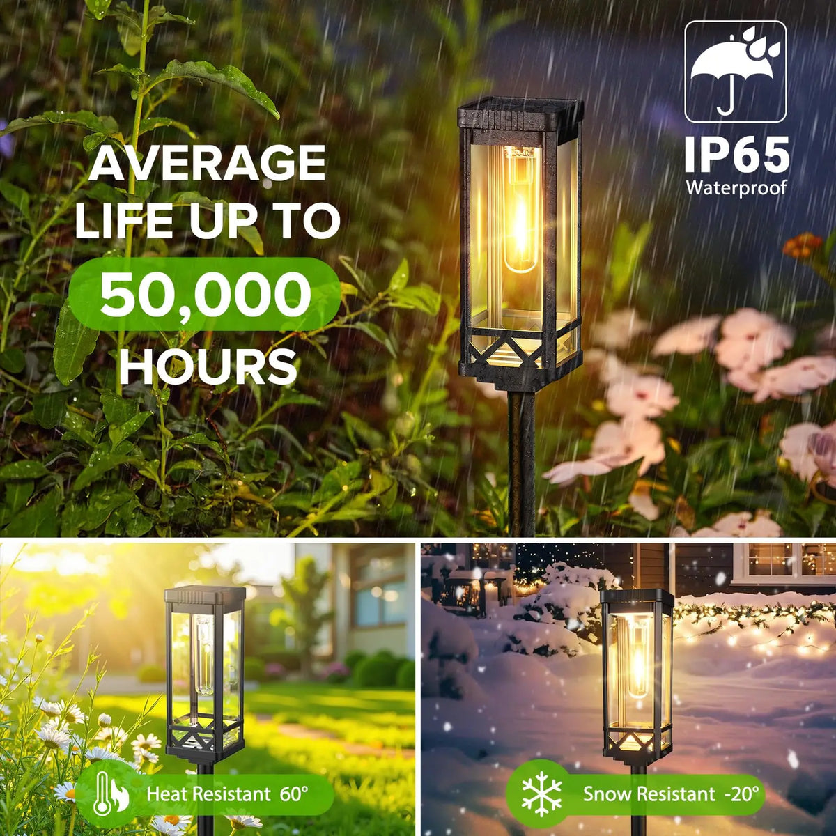Solar Pathway Lights Waterproof LED Outdoor Walkway Lighting