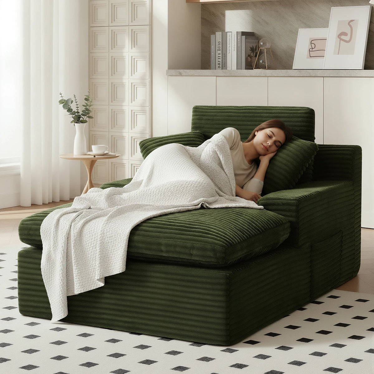 Gaohappy Corduroy Modular Sectional Sofa With Chaise Lounge