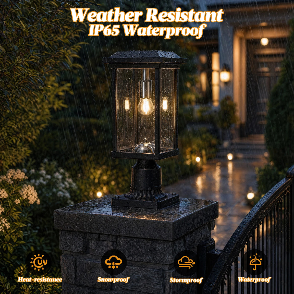ARLGSITE Solar LED Post Light With Automatic Dusk To Dawn