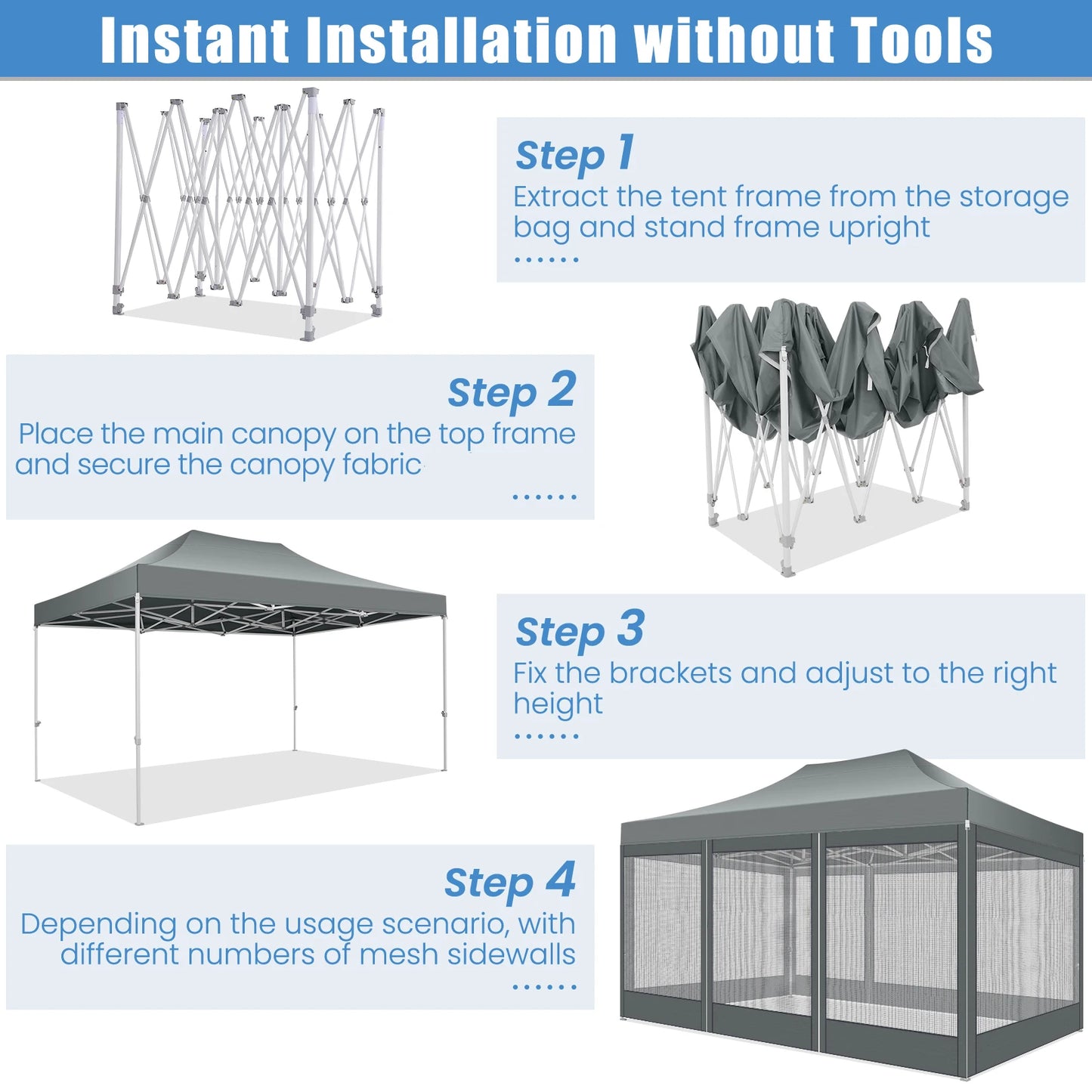 HOTEEL Heavy Duty Pop Up Canopy With Mosquito Netting Sidewalls