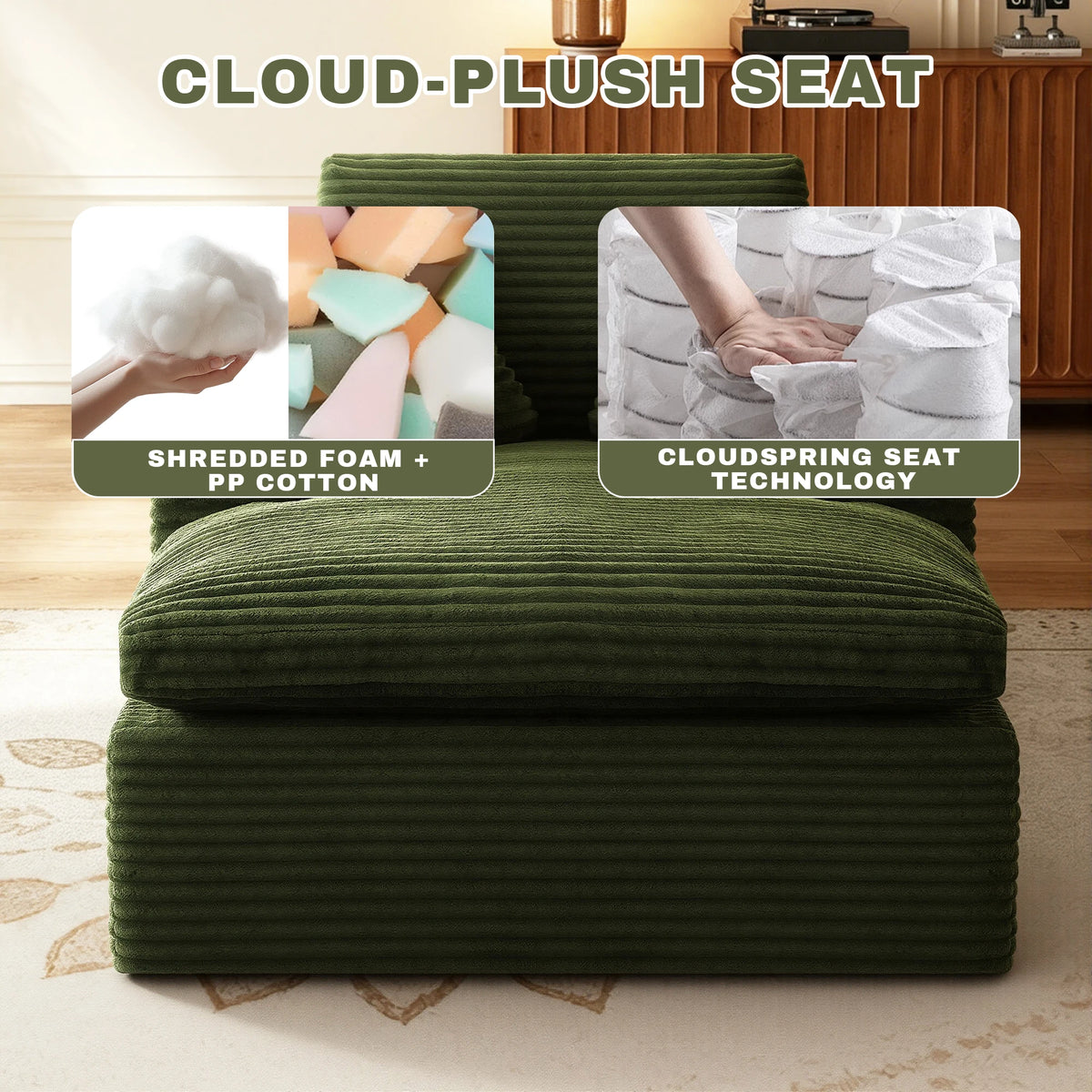 Gaohappy Corduroy Modular Sectional Sofa With Chaise Lounge