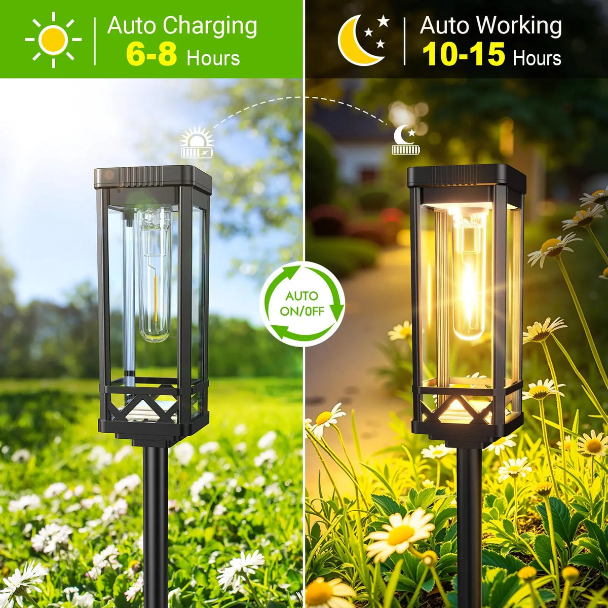 Solar Pathway Lights Waterproof LED Outdoor Walkway Lighting
