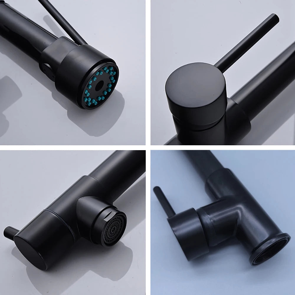 DQOK Brushed Spring Pull Down Kitchen Faucet Hot Cold Water