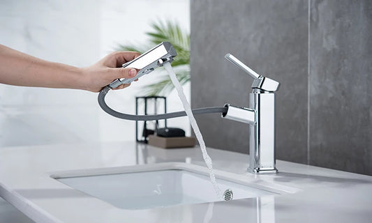 DQOK Pull Out Bathroom Basin Faucet Brass Sink Mixer
