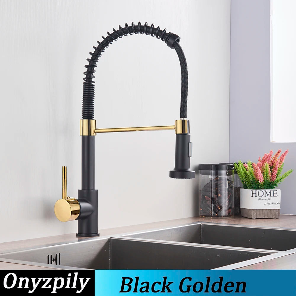 Onyzpily Kitchen Sink Faucet Pull Down Sprayer Single Handle Stainless Steel