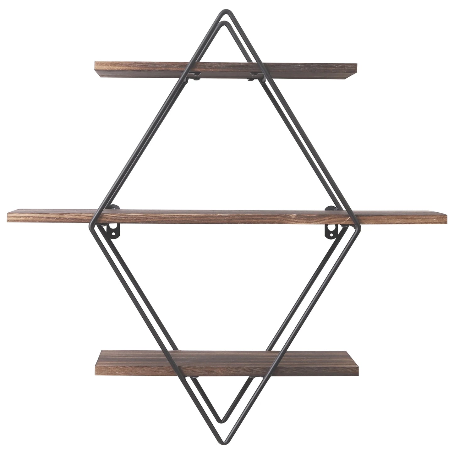 Three Tier Industrial Wood Floating Shelf Heavy Duty Wall Mount