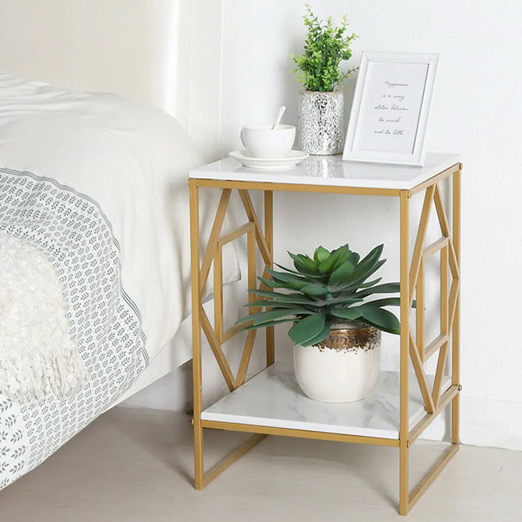 Wisfor Marble Tea Coffee Table Modern Square for Living Room