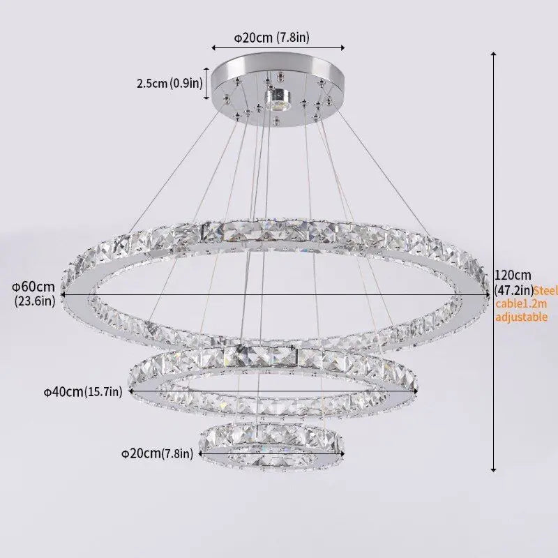 Vetulus Modern Led Crystal Chandelier Triangle Chrome Ceiling Light
