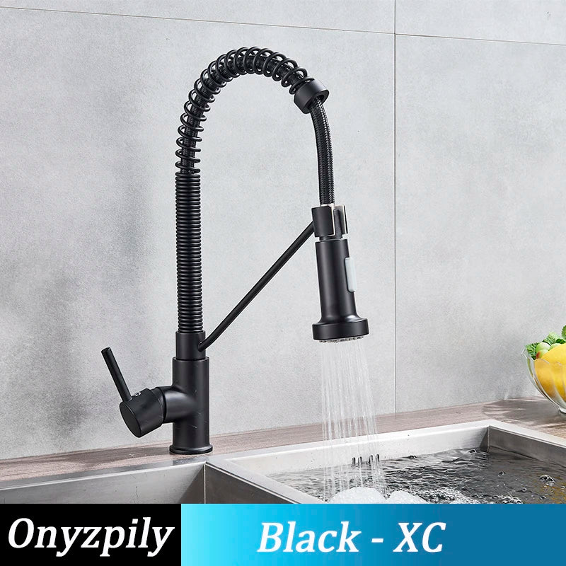 Onyzpily Kitchen Sink Faucet Pull Down Sprayer Single Handle Stainless Steel