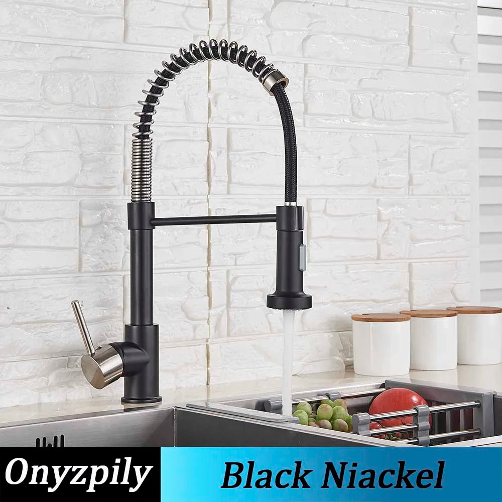 Onyzpily Kitchen Sink Faucet Pull Down Sprayer Single Handle Stainless Steel