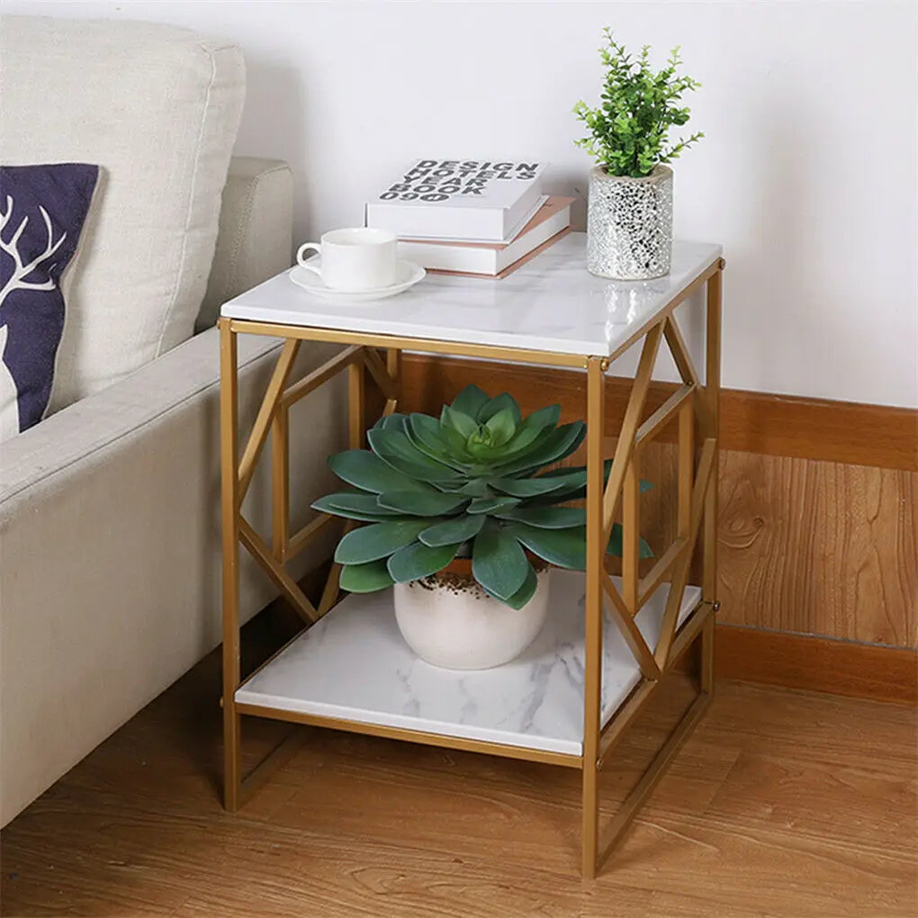 Wisfor Marble Tea Coffee Table Modern Square for Living Room