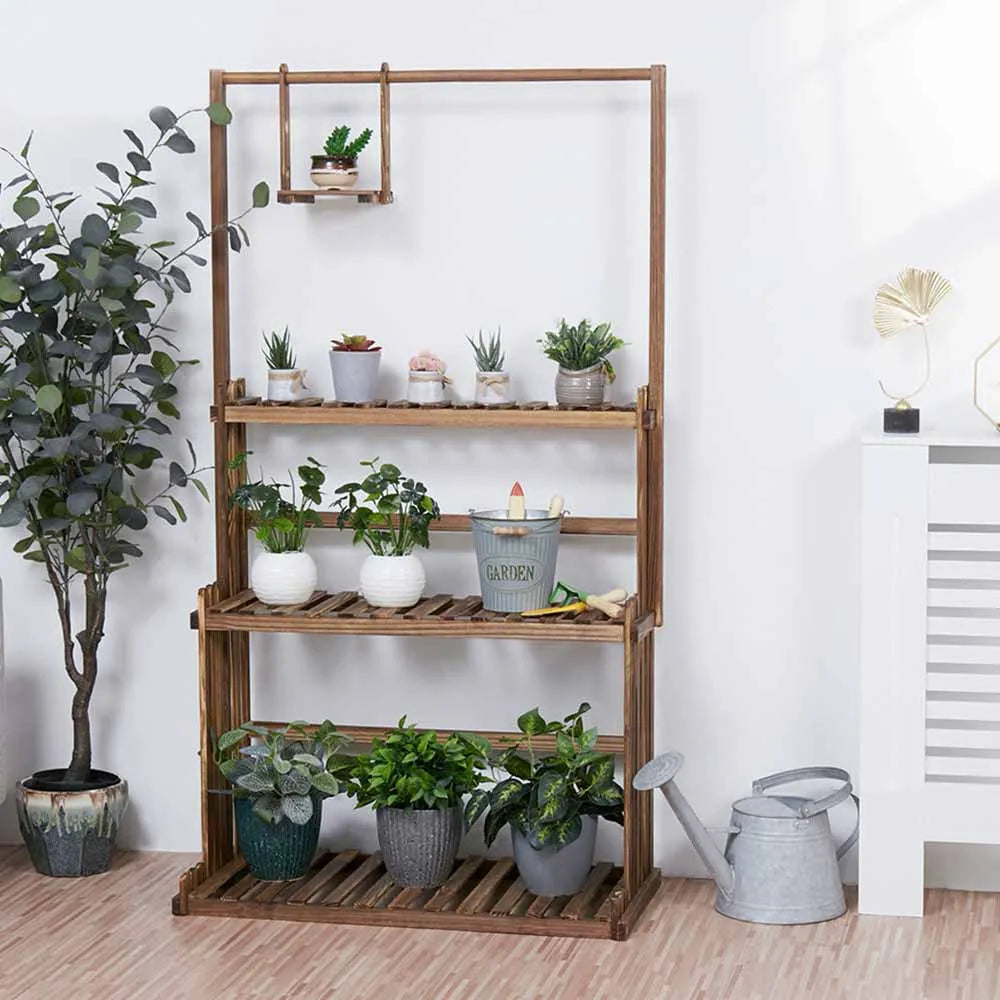 Bingopaw 3 Tier Wood Plant Stand Planter Shelves Indoor Outdoor