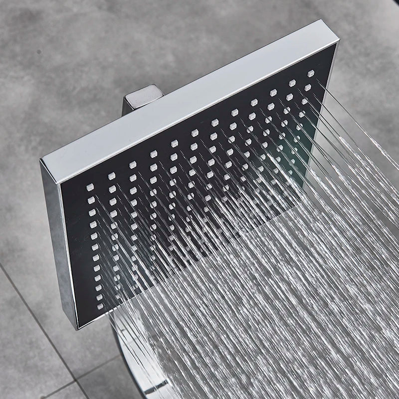 Uythner Wall Mount Rainfall Bath Shower Faucet With Hand Shower